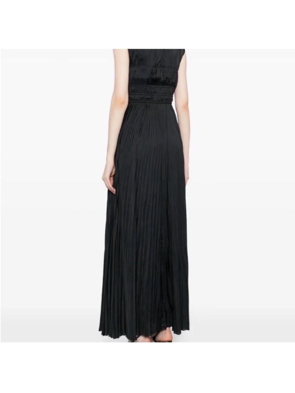 Ulla Johnson Delia plissé Black satin gown dress NWT size 10 - Picture 5 of 11